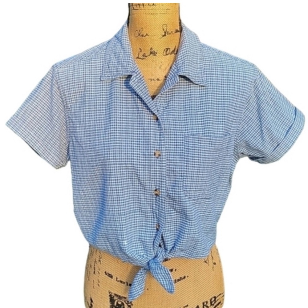 Vintage Plaid Tie Crop Top